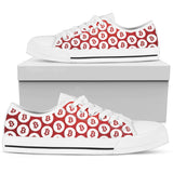 Bitcoin,Pattern Low Top Shoes - Red & White w/White Trim