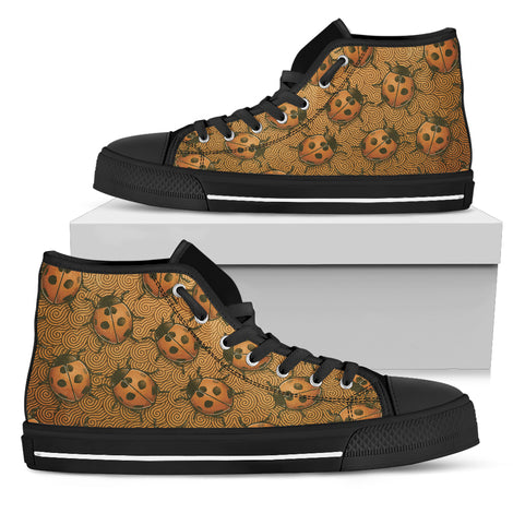 Lady Bug Swirl High Top Shoes - Orange w/Black Trim