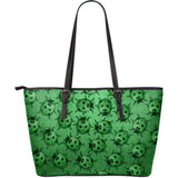 Lady Bug Swirl Large Leather Tote Bag - Green