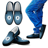 Bitcoin Pattern Slip On Shoes - Blue w/Black Trim