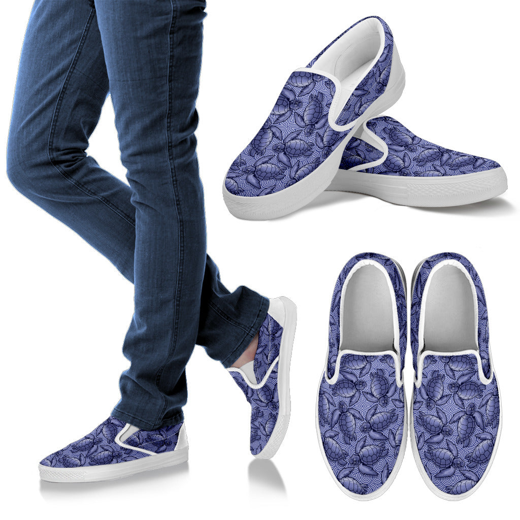 Turtle Swirl Slip On Shoes - Purple w/White Trim