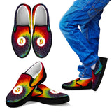 Bitcoin Pattern Slip On Shoes - Tie Dye w/Black Trim