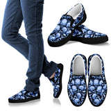 Skull Pile Slip On Shoes - Blue w/Black Trim
