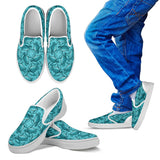 Turtle Swirl Slip On Shoes - Blue w/White Trim