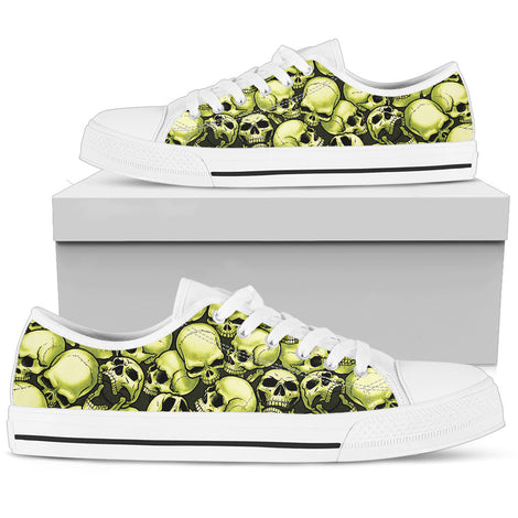 Skull Pile Low Top Shoes - Gold w/White Trim