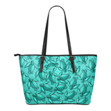 Turtle Swirl Small Leather Tote Bag - Blue
