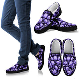 Skull Pile Slip On Shoes - Purple w/Black Trim