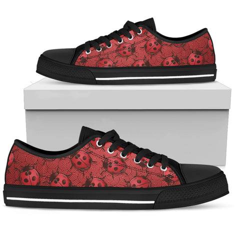 Lady Bug Swirl Low Top Shoes - Red w/Black Trim