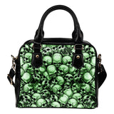 Skull Pile Shoulder Handbag - Green w/Black Trim