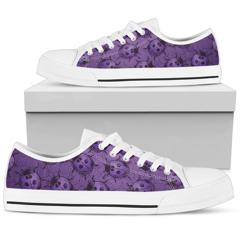 Lady Bug Swirl Low Top Shoes - Purple w/White Trim