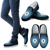Bitcoin Pattern Slip On Shoes - Blue w/Black Trim