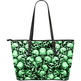 Skull Pile Large Leather Tote Bag - Green