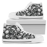 Skull Pile High Top Shoes - Black w/White Trim