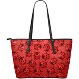 Lady Bug Swirl Large Leather Tote Bag - Red
