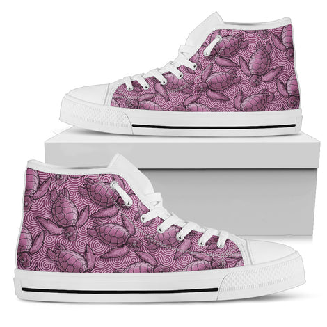 Turtle Swirl High Top Shoes - Mauve w/White Trim