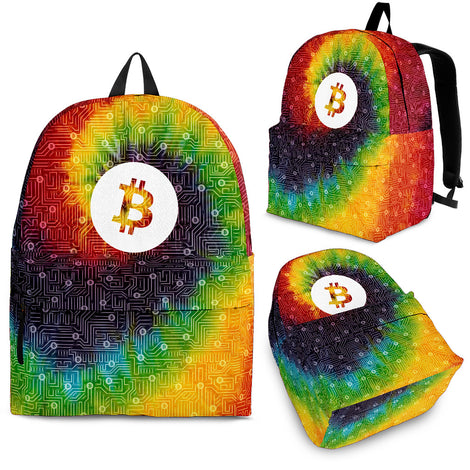 Bitcoin Circuit Board Backpack - Tie Dye
