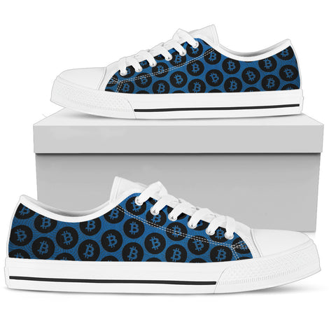 Bitcoin Low Top Shoes - Blue & Black w/White Trim