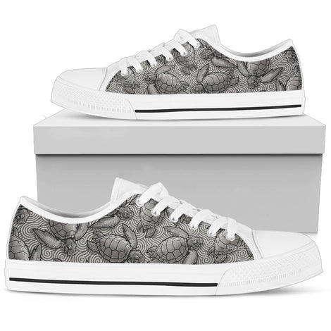 Turtle Swirl Low Top Shoes - Gray w/White Trim