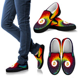 Bitcoin Pattern Slip On Shoes - Tie Dye w/Black Trim