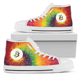 Bitcoin Network Pattern High Top Shoes - Tie Dye w/White Trim