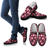 Skull Pile Slip On Shoes - Red w/Black Trim