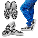 Skull Pile Slip On Shoe - Black & White w/White Trim