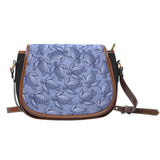 Turtle Swirl Black Canvas Saddle Bag - Purple w/Black Leather Trim