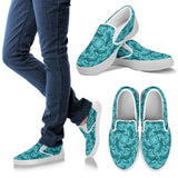 Turtle Swirl Slip On Shoes - Blue w/White Trim