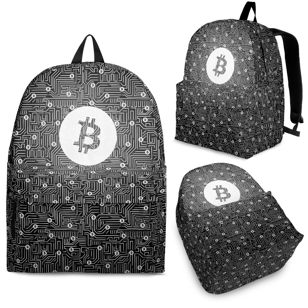 Bitcoin Circuit Board Backpack - Gray