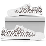 Bitcoin Pattern Low Top Shoes - Gray & White w/White Trim