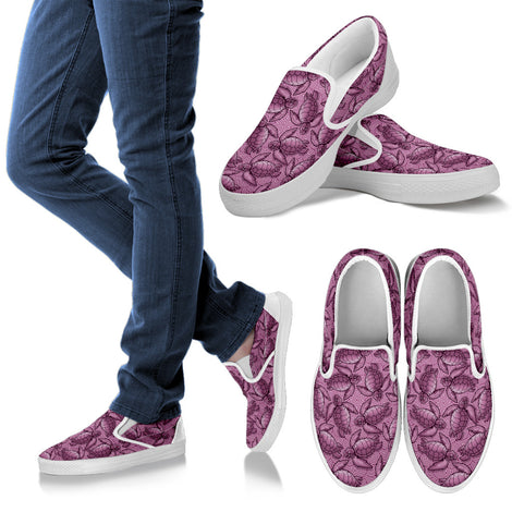 Turtle Swirl Slip On Shoes - Mauve w/White Trim