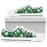 Skull Pile Low Top Shoes - Green w/White Trim