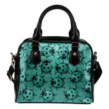 Lady Bug Swirl Shoulder Handbag - Teal w/Black Trim