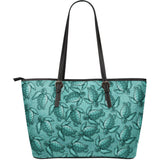 Turtle Swirl Large Leather Tote Bag - Teal