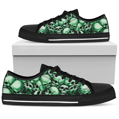 Skull Pile Low Top Shoes - Green w/Black Trim