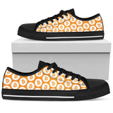 Bitcoin Pattern Low Top Shoes - Orange & White w/Black Trim