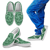 Turtle Swirl Slip On Shoes - Green w/White Trim