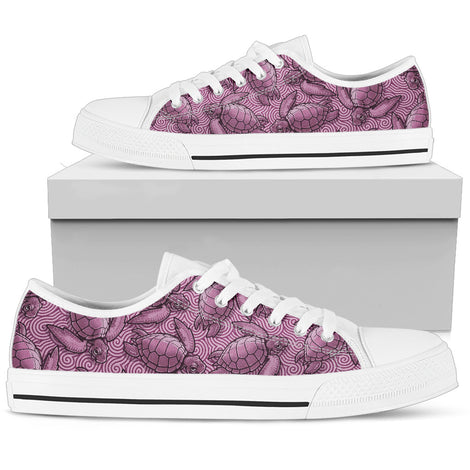 Turtle Swirl Low Top Shoes - Mauve w/White Trim