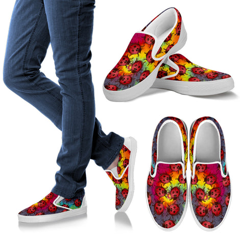 Lady Bug Swirl Slip On Shoes - Tie Dye w/White Trim