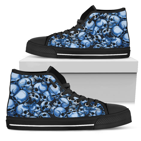 Skull Pile High Top Shoes - Blue w/Black Trim