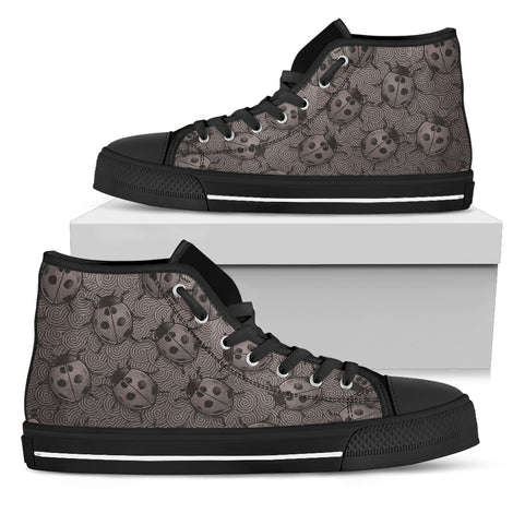 Lady Bug Swirl High Top Shoes - Gray w/Black Trim