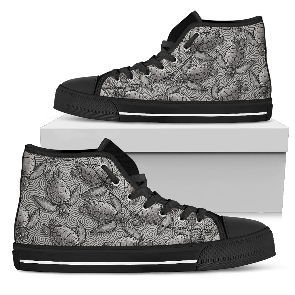 Turtle Swirl High Top Shoes - Gray w/Black Trim