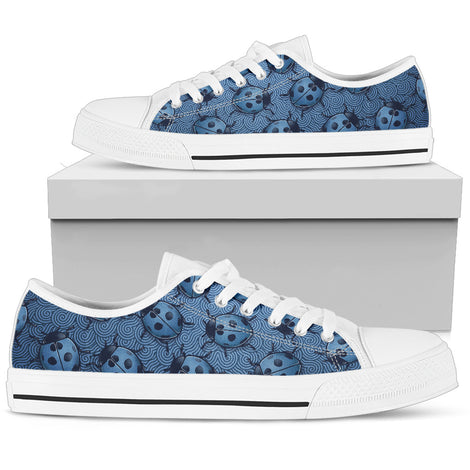 Lady Bug Swirl Low Top Shoes - Blue w/White Trim