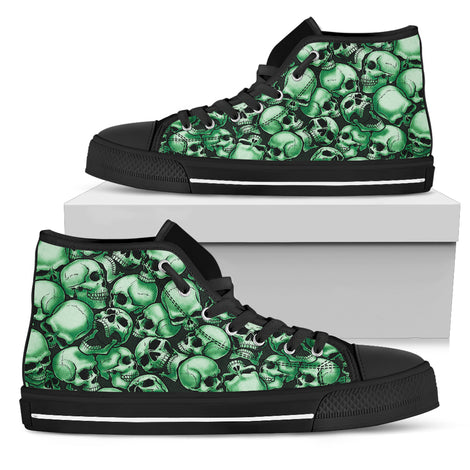 Skull Pile High Top Shoes - Green w/Black Trim