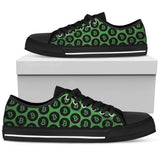 Bitcoin Pattern Low Top Shoes - Green & Black w/Black Trim