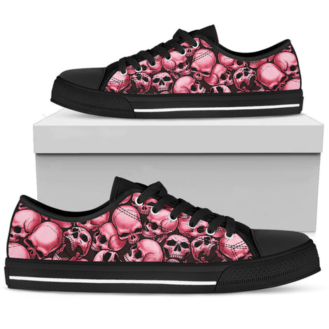 Skull Pile Low Top Shoes - Red w/Black Trim