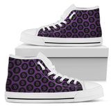 Bitcoin Pattern High Top Shoes - Purple & Black w/White Trim