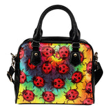 Lady Bug Swirl Shoulder Handbag - Tie Dye w/Black Trim