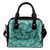 Turtle Swirl Shoulder Handbag - Teal w/Black Trim