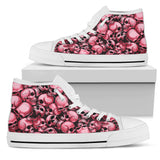 Skull Pile High Top Shoes - Red w/White Trim